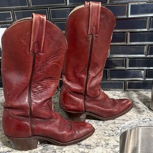 Frye Burgundy Leather Western Boots Texas A&M